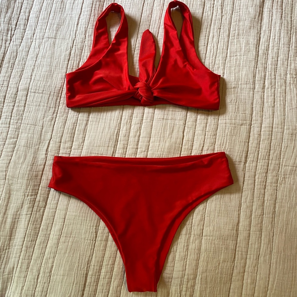 Red Zaful swimsuit set
